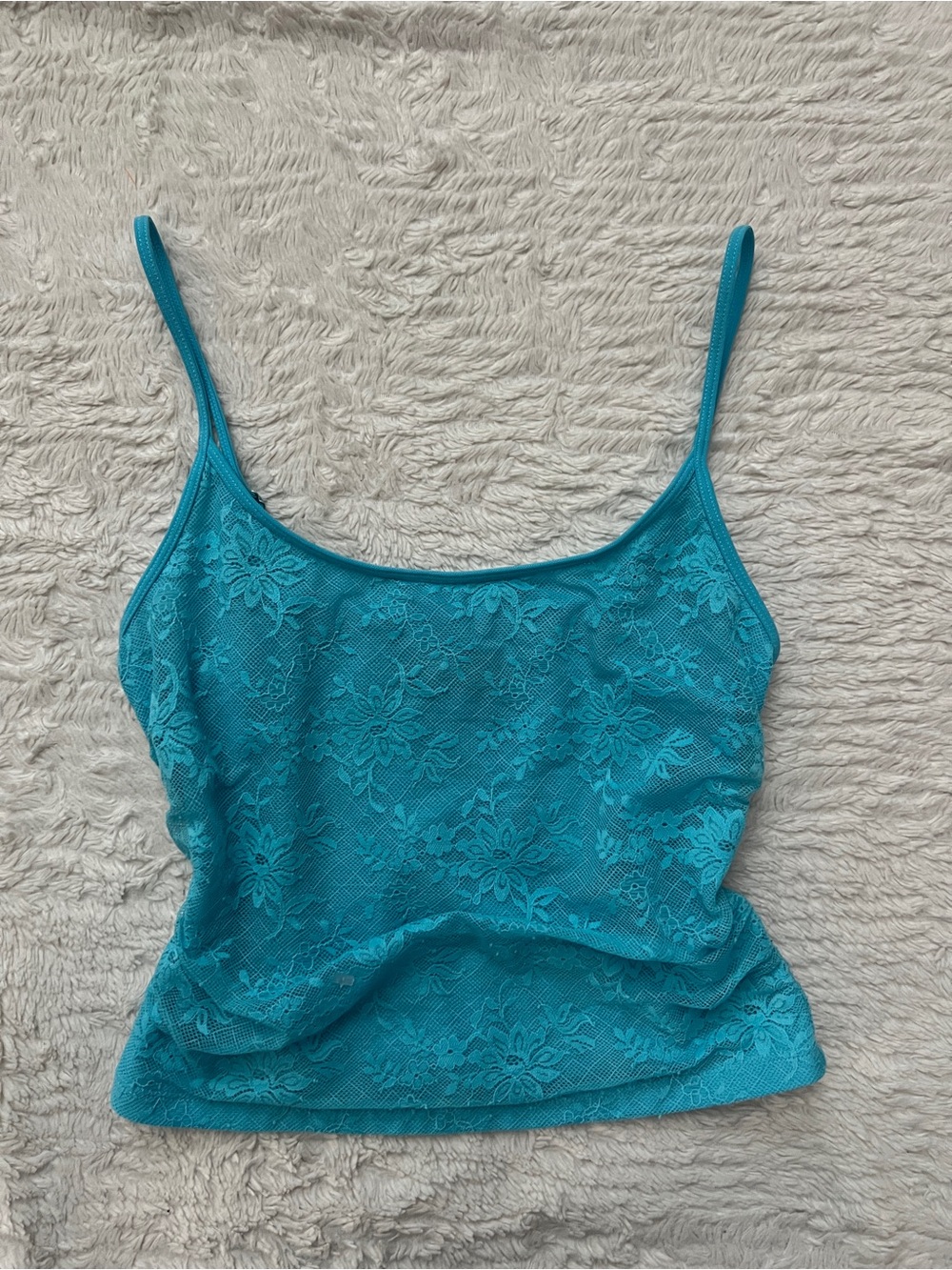 White Fox Boutique Blue Floral Lace Camisole Tank Top Size M⁠